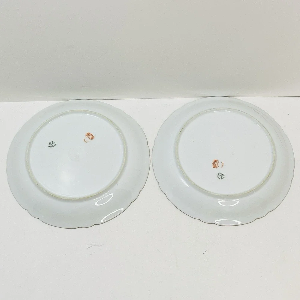 Set of 4 JPL Jean Pouyat Limoges‎ France Pink Blue Garland Floral Plates 8.5